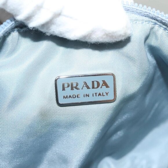 PRADA Sports Accessory Pouch Canvas Light Blue Silver Auth - Picture 11 of 16
